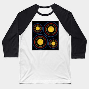 Pattern of red, blue, yellow, purple and black colors Baseball T-Shirt